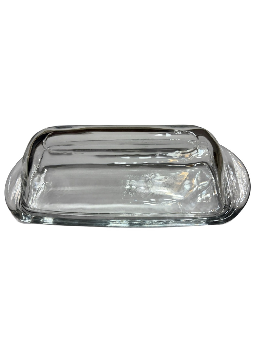 Anchor Hocking Presence Glass Butter Dish Clear Domed Lid Vintage Kitchen